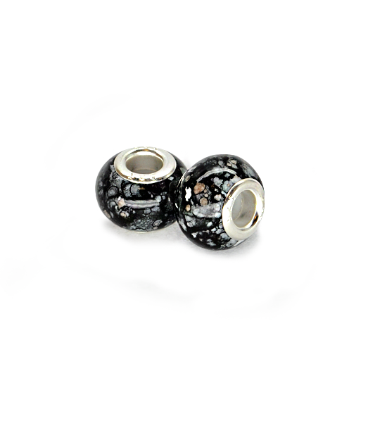 Perla agujro grande, granito (2 piezas) 14x10 mm - Negro
